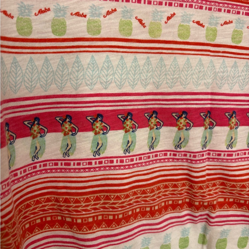 Aeropostale Red Striped Crop Top Boxy Fit Hula Girl Graphic Tee Retro Small - Picture 4 of 5